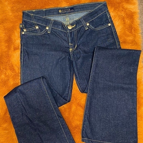 Rock & Republic Kasandra bootcut glitter dark wash jeans size 25 - Picture 3 of 13